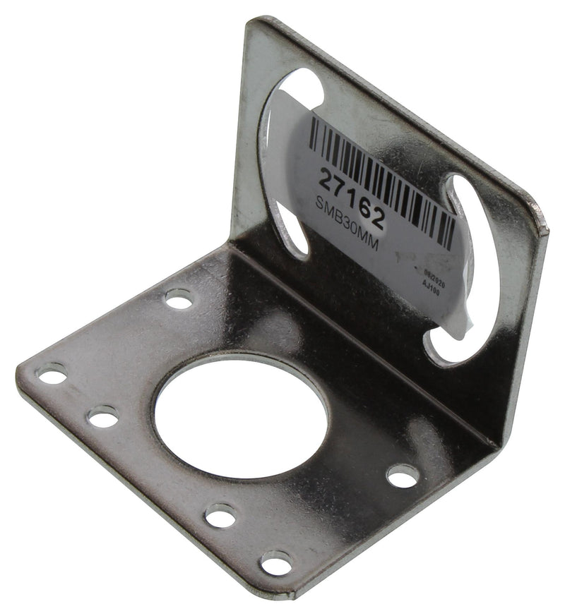 BANNER ENGINEERING SMB30MM Mounting Bracket, Right Angle, M6, Curved Slot, Stainless Steel, 30mm Photoelectric Sensors