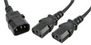 PRO Elec PE01116 PE01116 Black IEC C14 Male to 2x C13 Sockets Y Power Lead 1m