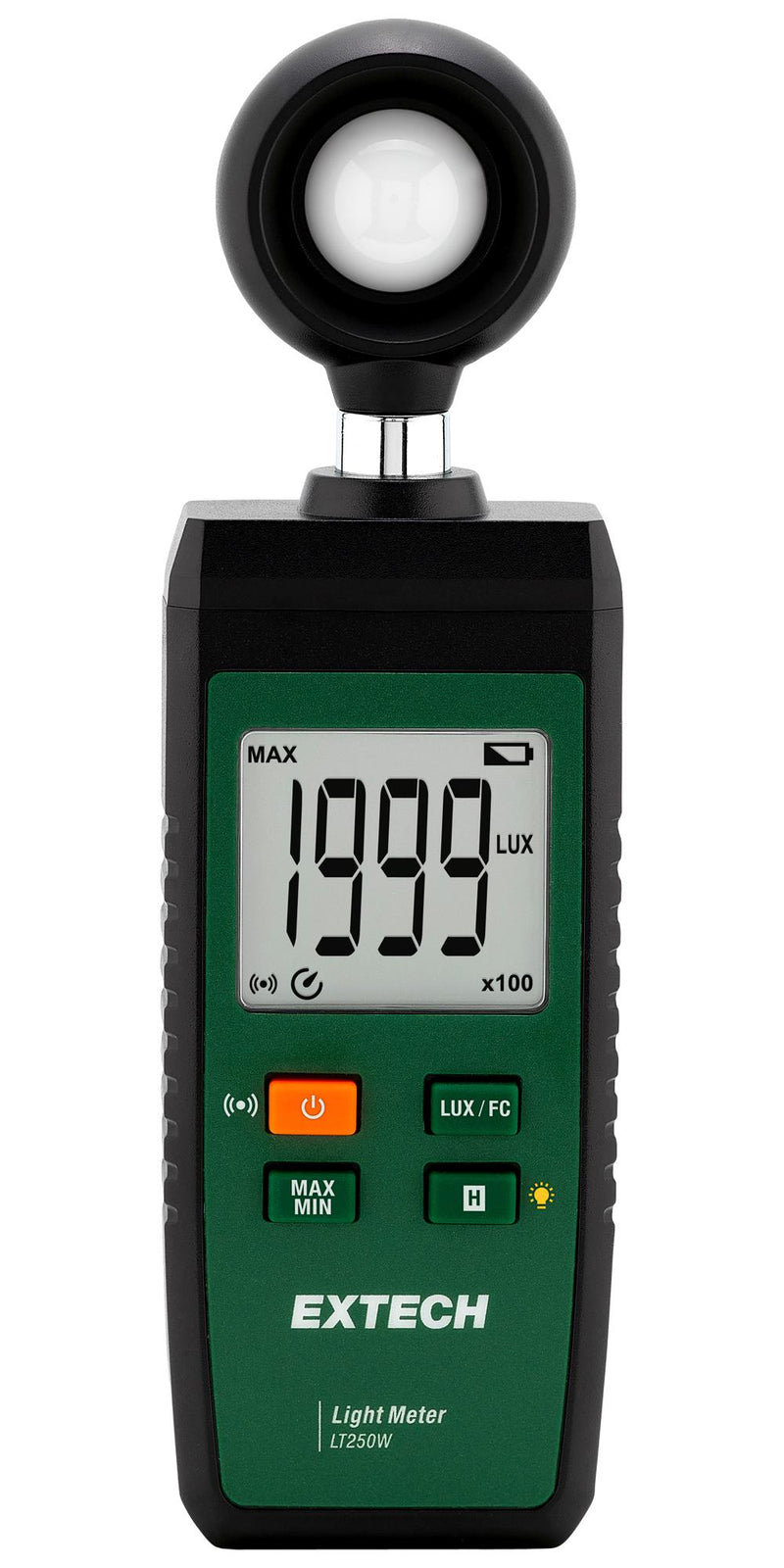 EXTECH INSTRUMENTS LT250W Light / Lux Meter, 100000 lx, 100 lx, 5 %, 28 mm, 53 mm, 176 mm