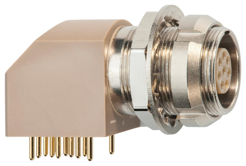 LEMO EXG.1B.307.HLN Circular Connector, 1B Series, Right Angle Panel Mount Receptacle, 7 Contacts, PCB Socket