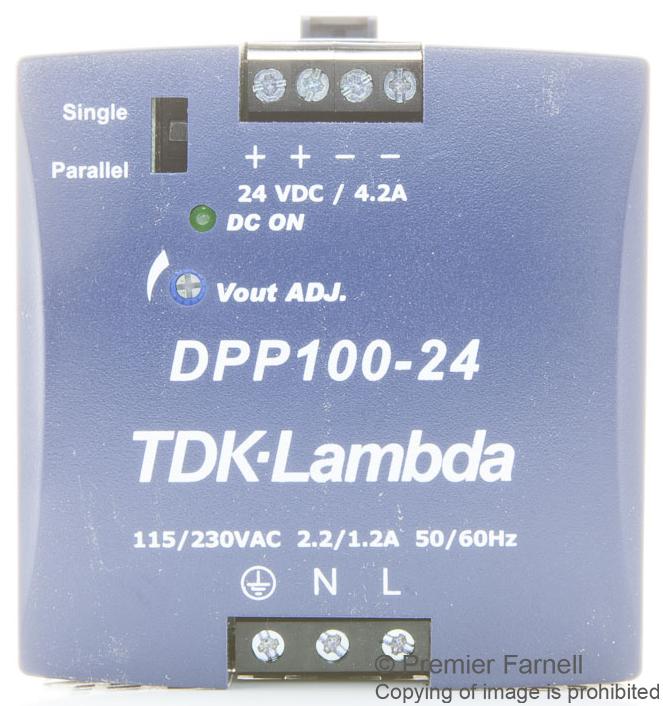 TDK-LAMBDA DPP100-24 AC/DC DIN Rail Power Supply (PSU), ITE, 1 Output, 100 W, 24 VDC, 4.2 A