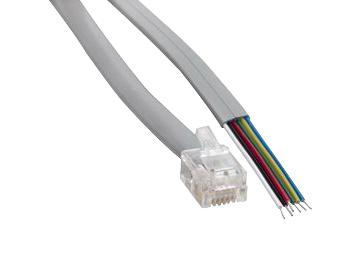 Amphenol Cables ON Demand MP-5FRJ12UNNS-002 MP-5FRJ12UNNS-002 Ethernet Cable Cat5e Cat6 Cat6a RJ12 Plug to Free End Silver Grey 610 mm 2 ft New