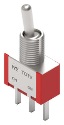 WURTH ELEKTRONIK 4.72121E+11 Toggle Switch, On-On, SPDT, Non Illuminated, WS-TOTV Series, Panel, Through Hole, 1 A