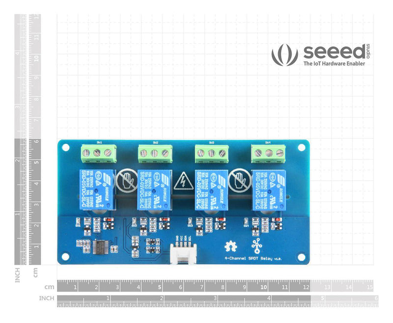 SEEED STUDIO 103020133 Relay Board, with Cable, Acrylic Case, SPDT, 4 Channel, 5V, Arduino Board