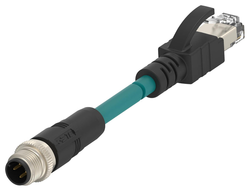 TE Connectivity TCD2473A201-003 TCD2473A201-003 Sensor Cable D-Code M12 Plug RJ45 4 Positions 1.5 m 4.9 ft