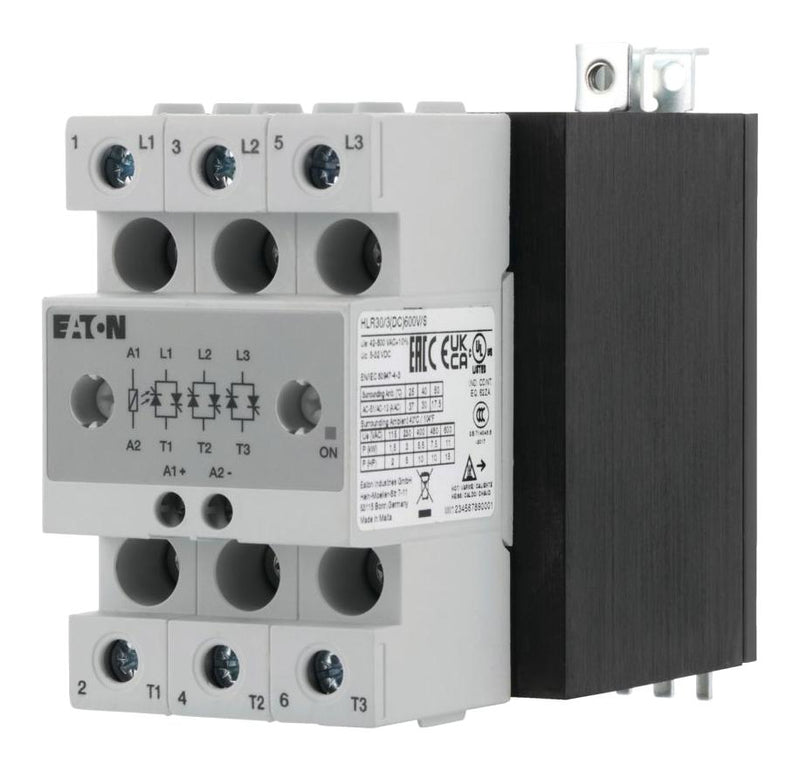 EATON MOELLER HLR30/3(DC)600V/S Solid State Relay, 3 Phase, 30 A, 660 V, DIN Rail, Screw, Zero Crossing