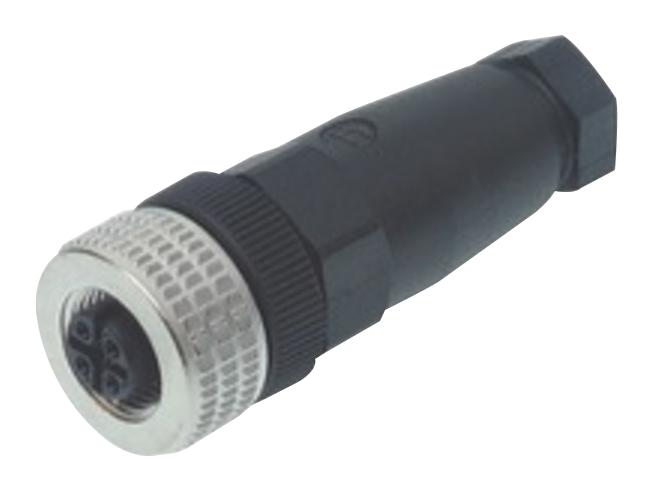 HIRSCHMANN ELKA 4012 PG 7 BLACK* Sensor Connector, E Series, M12, Female, 4 Positions, Screw Socket, Straight Cable Mount