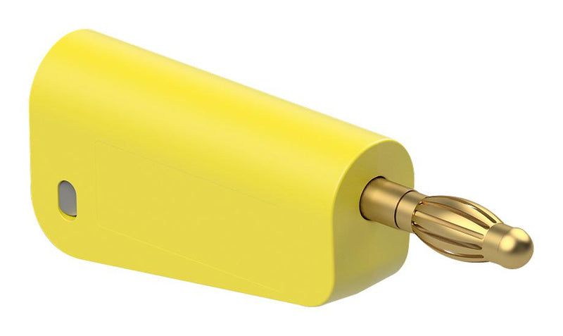 STAUBLI 64.1043-24 Banana Test Connector, 30 VAC, Plug, Cable Mount, 32 A, 60 VDC, Gold Plated Contacts, Yellow