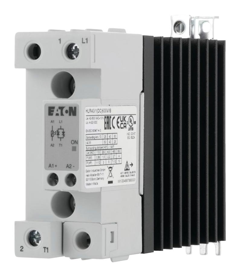 EATON MOELLER HLR40/1(DC)600V/S Solid State Relay, 1 Phase, 43 A, 600 V, DIN Rail, Screw, Zero Crossing