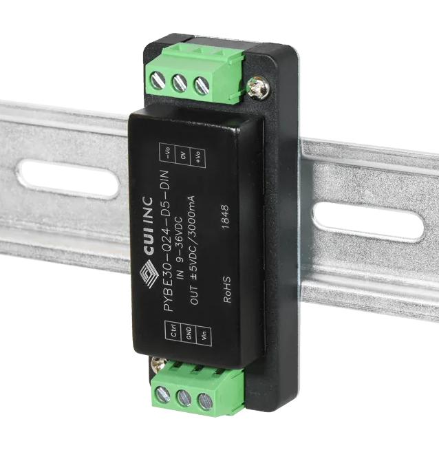 CUI PYBE30-Q24-S24H-DIN Isolated DIN Rail Mount DC/DC Converter, ITE, 4:1, 30 W, 1 Output, 24 V, 1.25 A