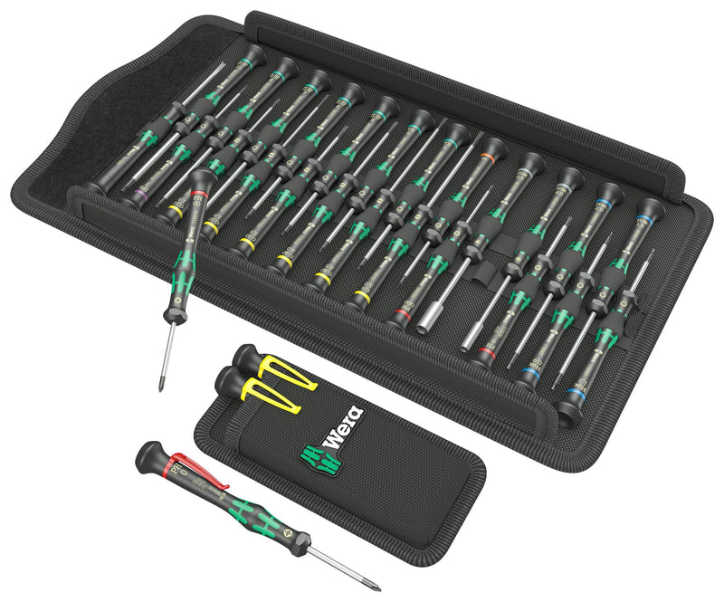 WERA 05134027001 Screwdriver Set, Electronic, Phillips/Slotted/Torx/Nutdriver/Lifting Fork/Pouch, 29 Piece