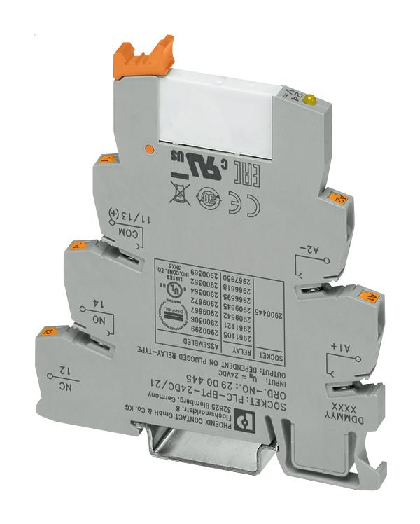 PHOENIX CONTACT 2900306 Power Relay, SPDT, 24 VDC, 50 mA, PLC, DIN Rail, Non Latching GTIN UPC EAN: 4046356507028 PLC-RPT- 24DC/21AU