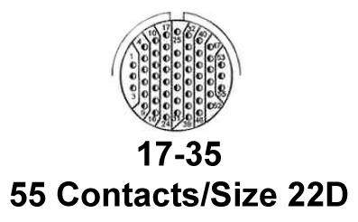 AMPHENOL AEROSPACE D38999/26WE35SA CIRCULAR CONNECTOR PLUG SIZE 17, 55 POSITION, CABLE MILITARY SPECIFICATION:MIL-DTL-38999 SERIES III CIRCULAR CONNECTOR SHELL STY