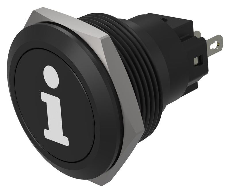 EAO 82-6951.1000.B004 Vandal Resistant Switch, Info, 82 Series, 22 mm, SPDT, Momentary, Round Flat Flush, Black