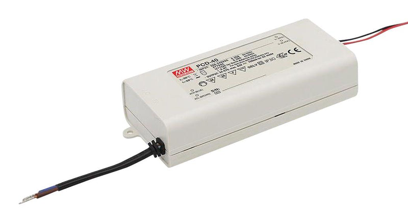 MEAN WELL PCD-40-1400B LED Driver, LED Lighting, 40.6 W, 29 V, 1.4 A, Constant Current, 180 VAC