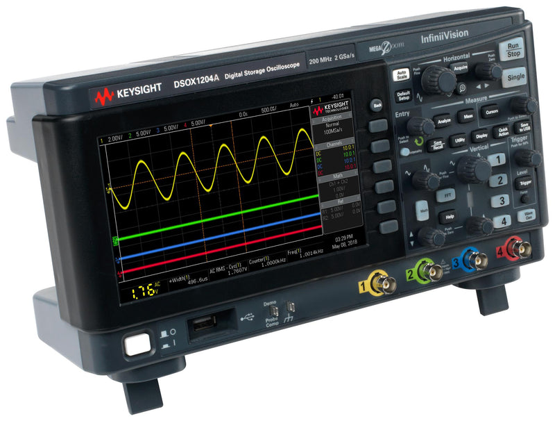 Keysight Technologies DSOX1204A+D1200BW2A Digital Oscilloscope Infiniivision 1000 X-Series 4 Channel 200 MHz 1 Gsps Mpts 1.7 ns