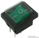 ARCOLECTRIC C1353ALGNE Rocker Switch, Illuminated, DPST, Off-On, Green, Panel, 16 A