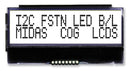 Midas MCCOG21605C6W-FPTLWI MCCOG21605C6W-FPTLWI Alphanumeric LCD 16 x 2 Black on White 3V to 5V I2C English Japanese Transflective