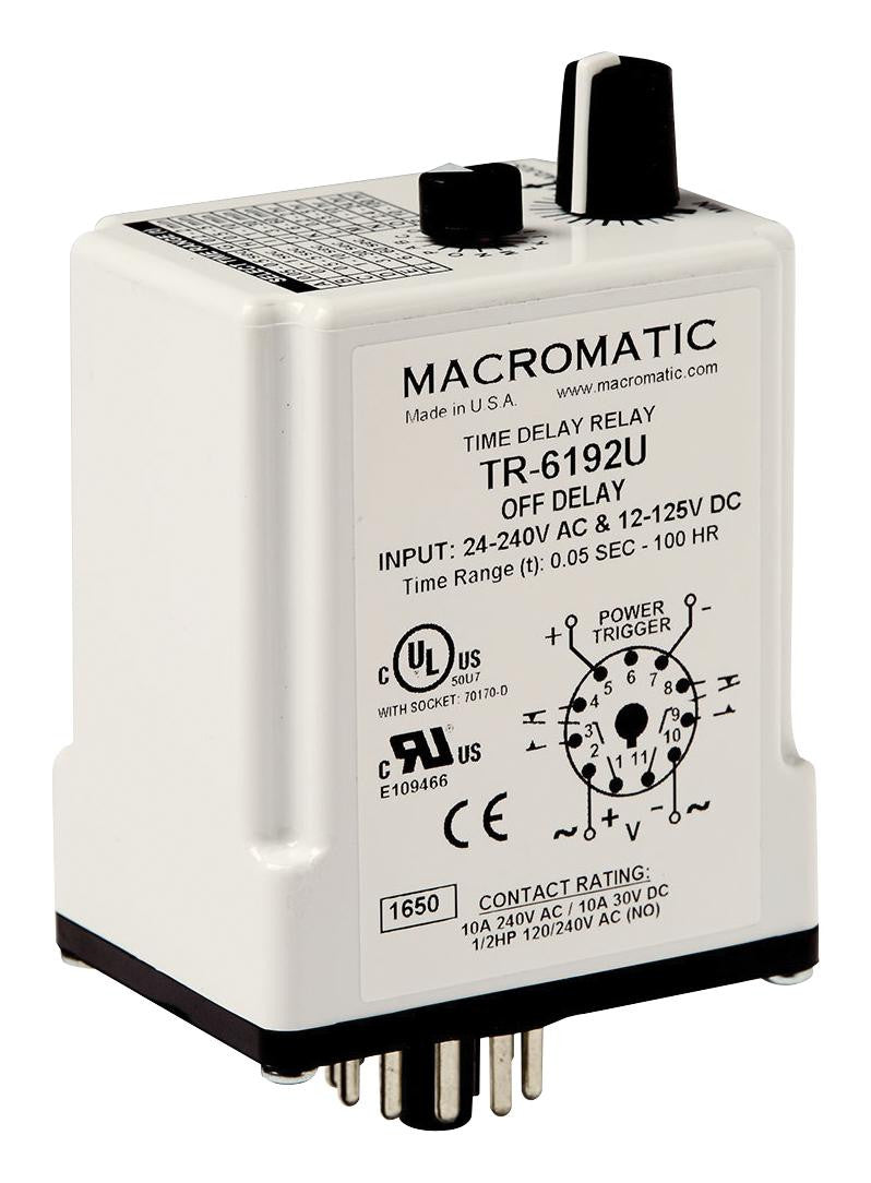 MACROMATIC CONTROLS TR-6192U TIME DELAY RELAY, DPDT, 0.5S-5S, 240V