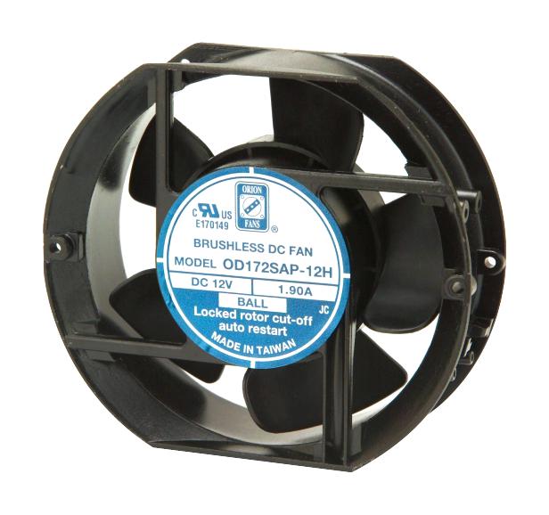 Orion Fans OD172SAP-24HTB DC Axial Fan 24 V Rectangular With Rounded Ends 172 mm 51 Ball Bearing 235 CFM