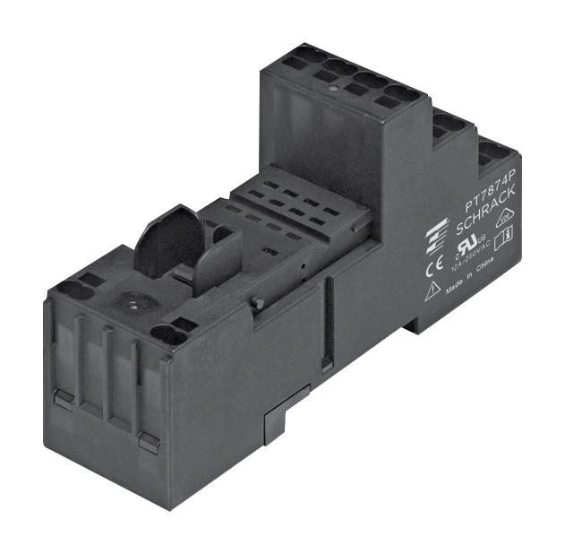 Schrack - TE Connectivity PT7872P Relay Socket DIN Rail Screwless Clamp 14 Pins 12 A 240 VAC PT Series