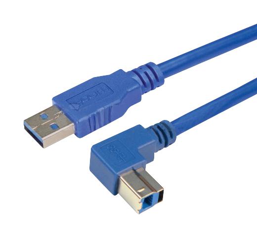 L-COM CA3A-90DB-03M USB Cable Type A Plug to B 300 mm 11.8 " 3.0 Blue New