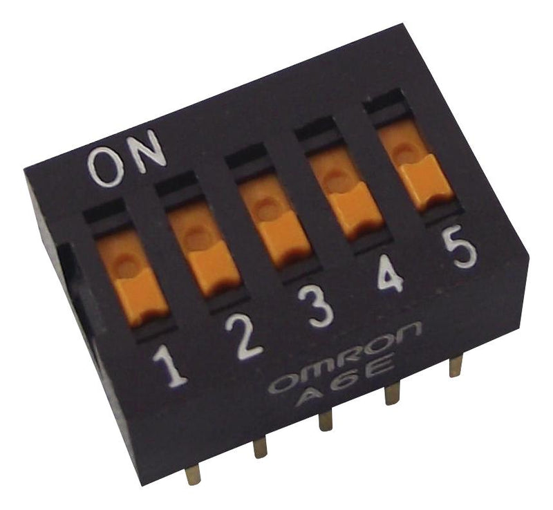 Omron Electronic Components A6E-5101-N. DIP Switch 5POS Spst Flat