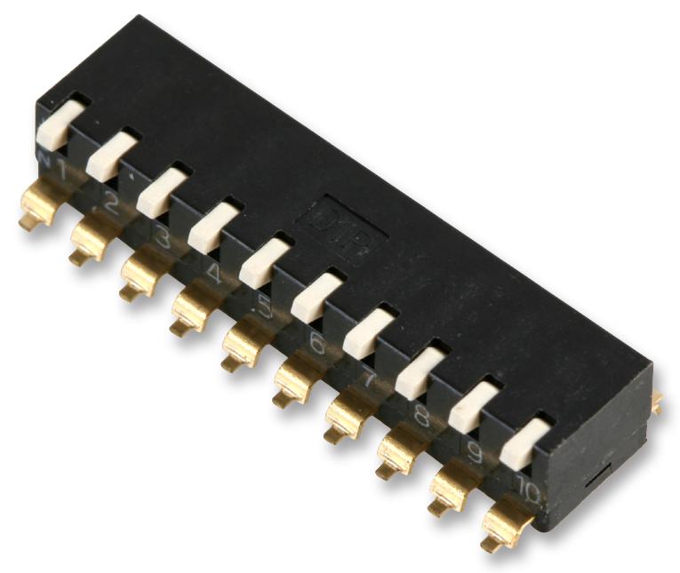 Multicomp PRO MCEPM-10 DIP / SIP Switch 10 Circuits Piano Key Surface Mount Spst 24 VDC 25 mA