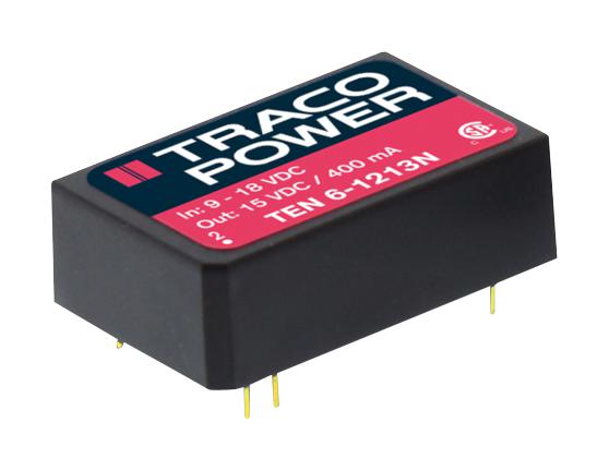 TRACOPOWER TEN 6-1211N Isolated Board Mount DC/DC Converter, 1 Output, 6 W, 5 V, 1.2 A