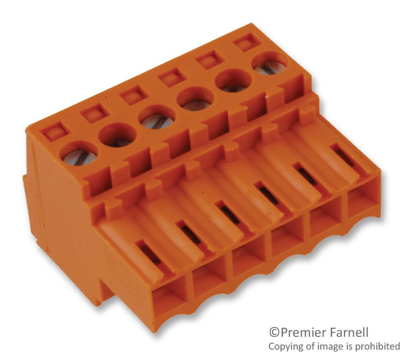 Weidmuller BL 3.5/6 Pluggable Terminal Block 3.5 mm 6 Ways 22AWG to 14AWG 1.5 mm&Acirc;&sup2; Screw 10 A