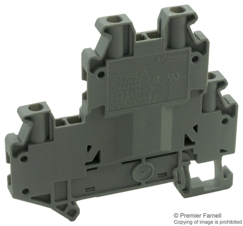 SCHNEIDER ELECTRIC NSYTRV24D TERMINAL BLOCK, DIN RAIL, 4 POSITION, 26-12AWG