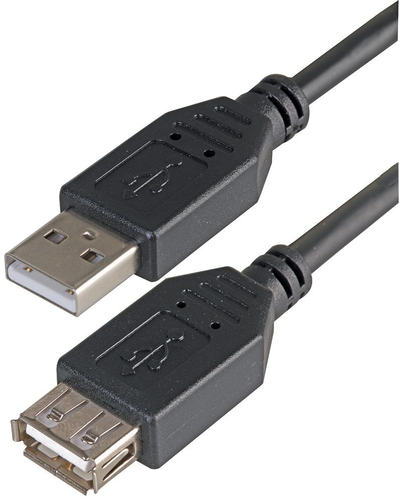 PRO Signal PSG91423 USB 2.0 A Male to Female Cable 5m Black