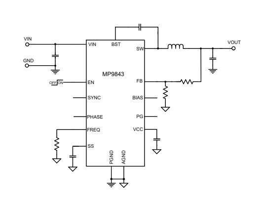 Monolithic Power Systems (MPS) MP9843GL-P MP9843GL-P DC-DC Switching Synchronous Buck Regulator Adjustable 3.3 V to 36 in 0.8 /3 A QFN-16