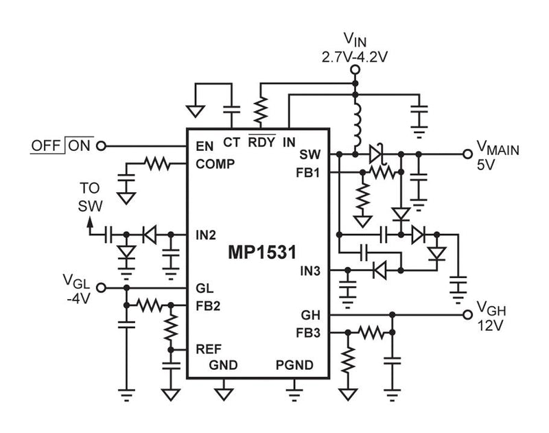 Monolithic Power Systems (MPS) MP1531DQ-LF-P Management IC 2 LDO Regulators 3 Regulated Outputs 5.5V Supply QFN-EP-16