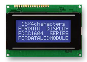 FORDATA FC1604A04-NSWBBW-91*E Alphanumeric LCD, 16 x 4, White on Blue, 3V, English, Japanese, Transmissive