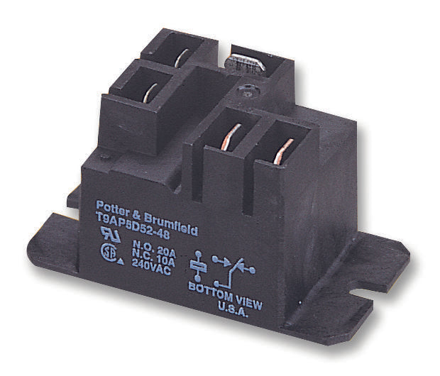 TE CONNECTIVITY T9CP1A54-240 General Purpose Relay, T9C Series, Power, SPST-NO, 240 VAC, 30 A