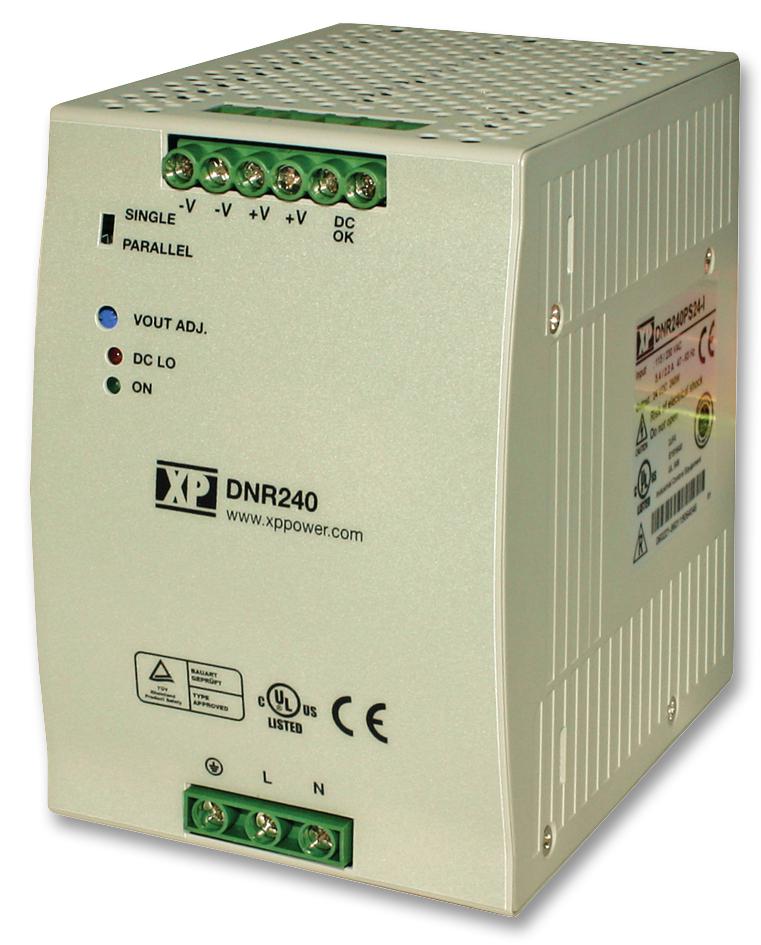 XP POWER DNR240PS24-ID AC/DC DIN Rail Power Supply (PSU), 1 Output, 240 W, 24 VDC, 10 A