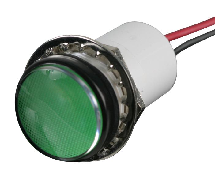 Dialight 557-1603-203F LED Panel Mount Indicator Green 12 VDC 17.46 mm 16 mA 4.9 cd Not Rated