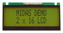 Midas MC21605FA6WE-SPTLY Alphanumeric LCD 16 x 2 Black on Yellow / Green 5V Parallel English Euro Transflective