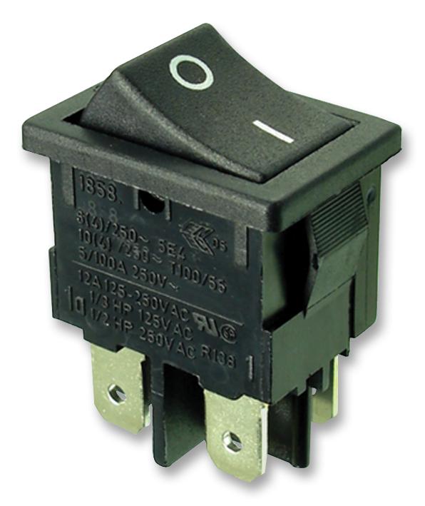 Marquardt 1858.1102-01 1858.1102-01 Rocker Switch Off-On Dpst Non Illuminated Panel Mount Black 1858