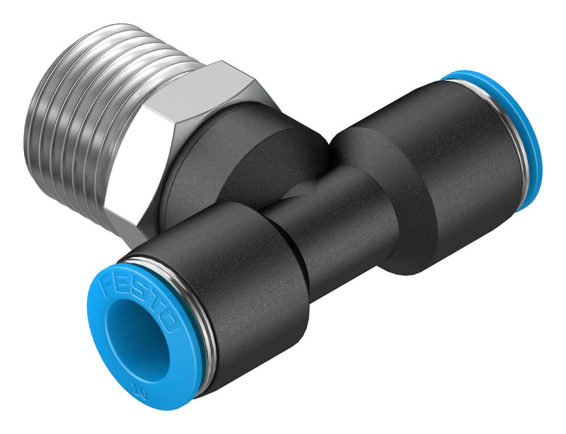 Festo QST-1/2-10 Pneumatic Fitting Push-In T-Fitting R1/2 14 bar 10 mm PBT (Polybutylene Terephthalate) QST