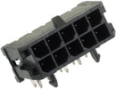 MOLEX 43045-1000. Micro-Fit 3.0 Header, SMT Compatible, 2 Row, Right Angle, with Snap-in Plastic Peg PCB Lock, 10 Way