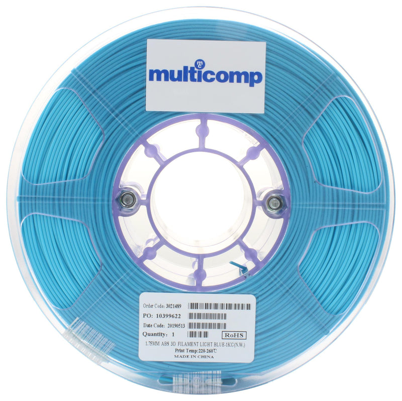 Multicomp MC011439 3D Printer Filament ABS 1.75 mm Light Blue 260 &deg;C Melting Temp