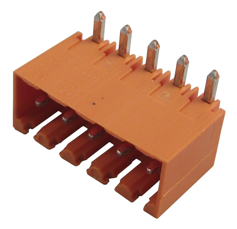 Weidmuller SL 3.5/5/90G Pin Header Side Entry Wire-to-Board 3.5 mm 1 Rows 5 Contacts Through Hole