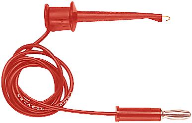 Pomona 4650-24-2 Test Lead Minigrabber Miniature Hook Clip to 4mm Banana Plug Red 300 Vrms 5 A 610 mm