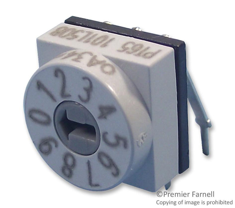 APEM PT65-101-L508 Rotary Coded Switch, Through Hole, 10 Position, 24 VDC, BCD, 400 mA