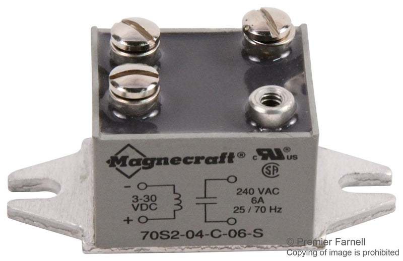 SCHNEIDER ELECTRIC/MAGNECRAFT 70S2-04-C-06-S SSR, PANEL MOUNT, 280VAC, 30VDC, 6A