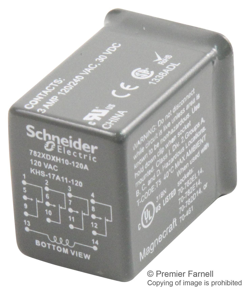 SCHNEIDER ELECTRIC/MAGNECRAFT 782XDXH10-110/120A RELAY, 4PDT, 240VAC, 30VDC, 3A