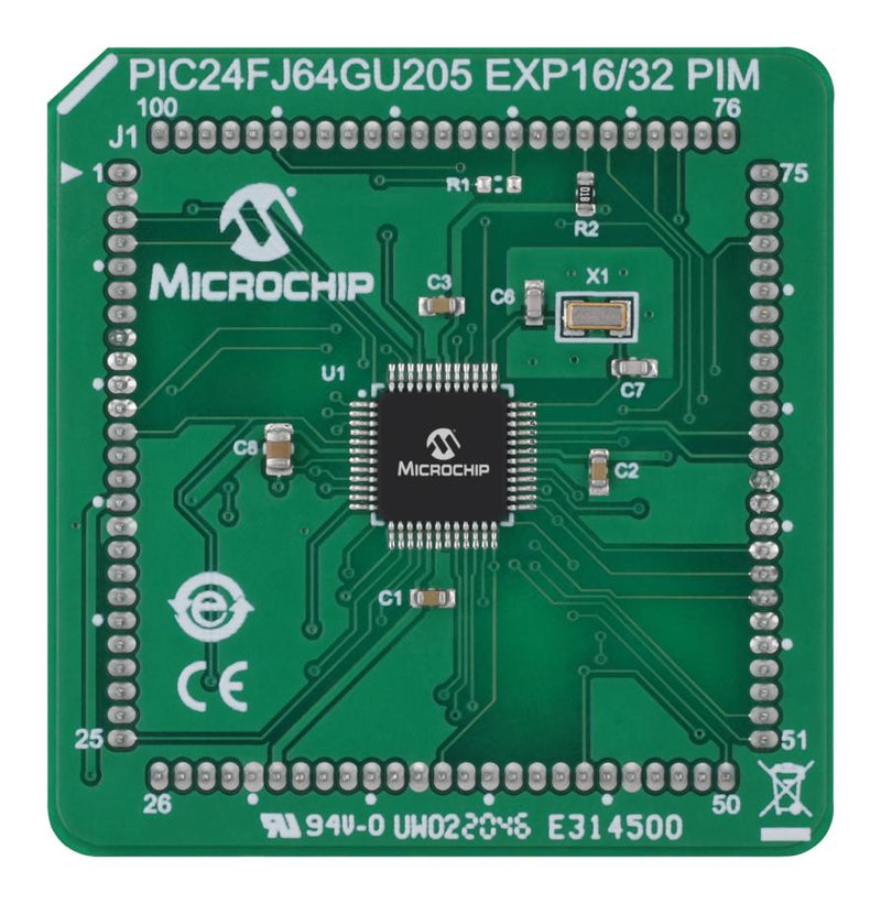 Microchip EV95N98A Plug-in Module PIC24FJ64GU205/PIC24FJ64GU205 Explorer 16/32 Development Board New