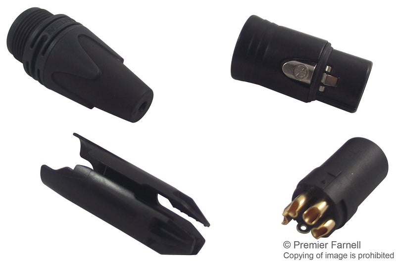 NEUTRIK NC4FXX-B XLR Audio Connector, 4 Contacts, Socket, Cable Mount, Gold Plated Contacts, Metal Body, XX Series